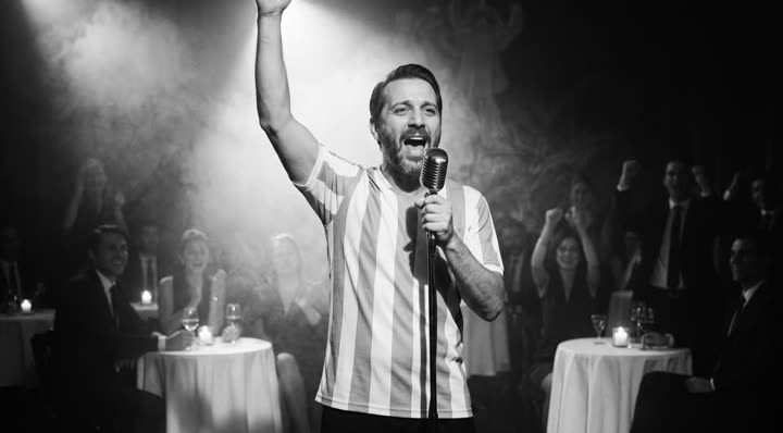Ian Marone cantando con la camiseta de Argentina