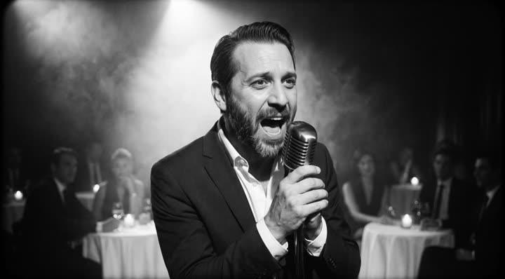 Ian Marone cantando con el micrófono en la mano